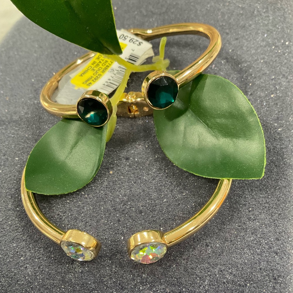 I.N.C. Gold-Tone 2-Pc. Set Color Stone Cuff Bracelets.